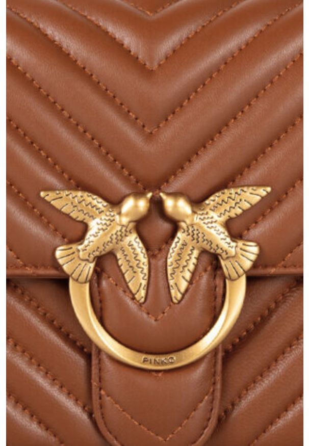 Pinko - PINKO Brązowa torebka Love One Classic DC. Kolor: brązowy. Materiał: skórzane. Styl: elegancki