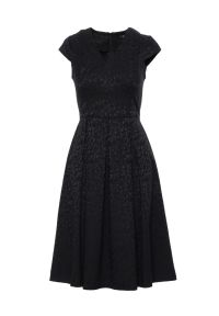 MOE - Żakardowa sukienka wieczorowa rozkloszowana czarna. Okazja: na wesele, na imprezę, na ślub cywilny. Kolor: czarny. Materiał: żakard. Styl: wizytowy #3