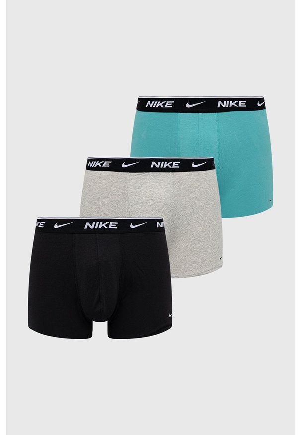 Nike bokserki (3-pack) męskie kolor turkusowy. Kolor: turkusowy. Materiał: tkanina, skóra, włókno