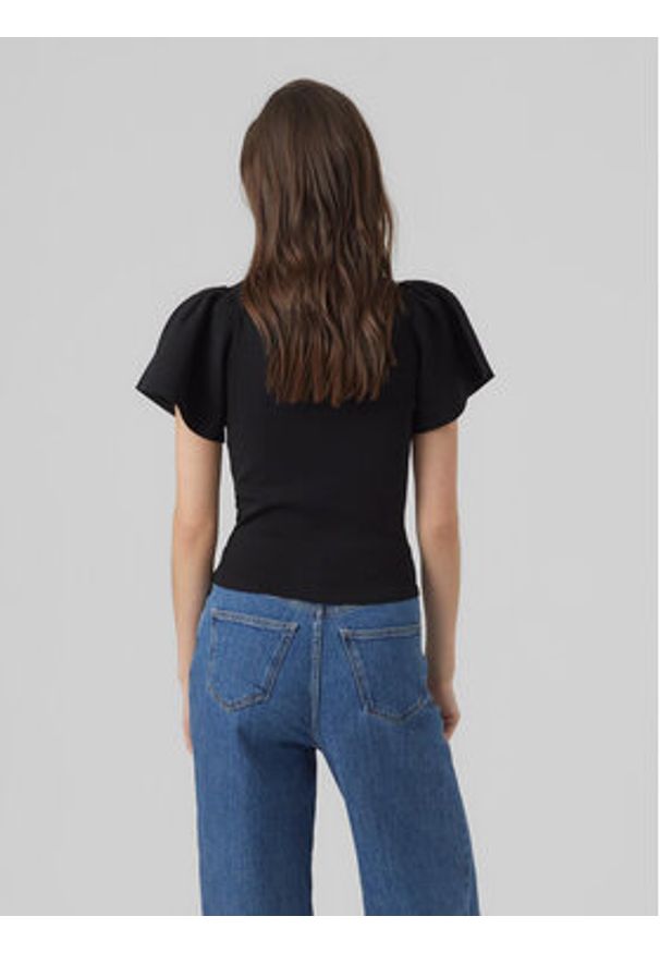 Vero Moda Bluzka Ginny 10278323 Czarny Slim Fit. Kolor: czarny. Materiał: syntetyk