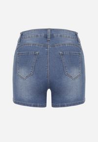 Born2be - Niebieskie Szorty Jeansowe z Wysokim Stanem i Ozdobną Wstążką Quorpia. Okazja: na co dzień. Stan: podwyższony. Kolor: niebieski. Materiał: jeans. Styl: casual, elegancki #3