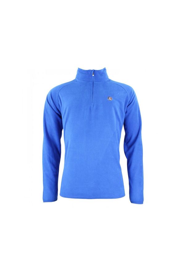 PEAK MOUNTAIN - Polar z kapturem zapinany na zamek 1/2 Peak Mountain. Typ kołnierza: kaptur. Kolor: niebieski. Materiał: polar. Sezon: zima. Sport: turystyka piesza