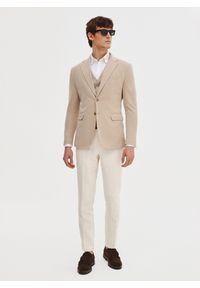 Pako Lorente - PAKO LORENTE – Beżowa marynarka z dzianiny. Kolor: beżowy, niebieski. Materiał: dzianina. Sezon: wiosna #5