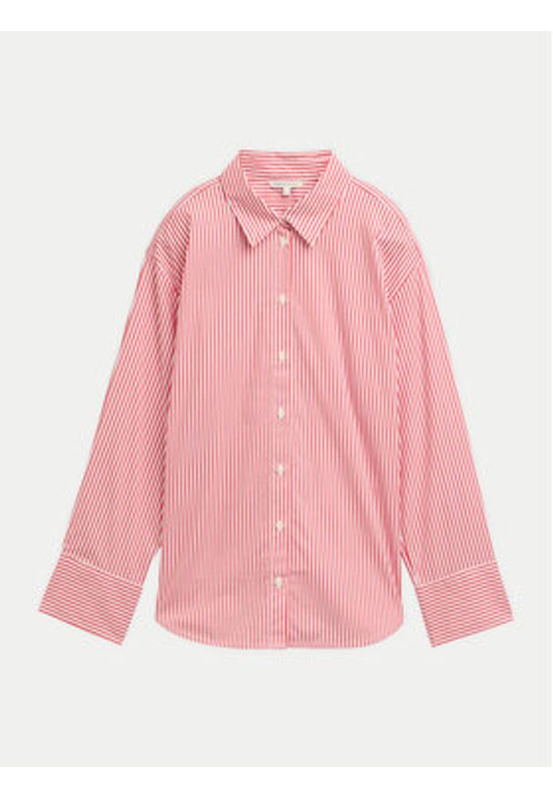Tom Tailor Denim Koszula Striped loose-fit shirt 1040551 Czerwony Regular Fit. Kolor: czerwony. Materiał: bawełna