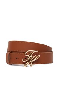 TOMMY HILFIGER - Tommy Hilfiger Pasek Th Script 3.0 AW0AW18568 Brązowy. Kolor: brązowy. Materiał: skóra #1