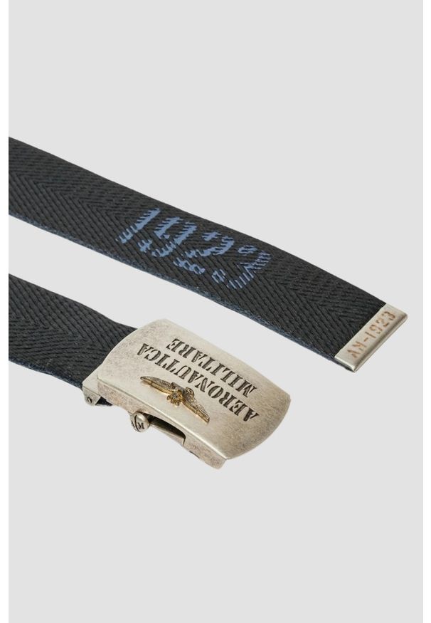 Aeronautica Militare - AERONAUTICA MILITARE Granatowy męski pasek Herringbone Ribbon Bel. Kolor: niebieski
