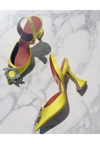 AMINA MUADDI - Żółte sandały na szpilce Begum Sling. Zapięcie: klamry. Kolor: żółty. Materiał: jedwab, satyna. Obcas: na szpilce. Wysokość obcasa: średni #2