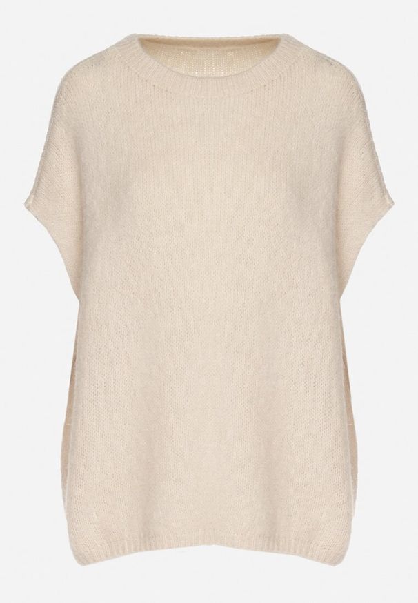 Born2be - Beżowy Sweter z Bawełną o Kroju Nietoperza Nilanissea. Okazja: na spotkanie biznesowe, do pracy, na co dzień. Kolor: beżowy. Materiał: bawełna. Styl: biznesowy, elegancki, casual