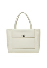 Calvin Klein Torebka Ck Medium Shopper_Tex K60K613178 Biały. Kolor: biały. Materiał: skórzane