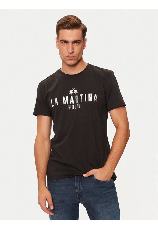 La Martina T-Shirt ZMR322 JS206 Czarny Regular Fit. Kolor: czarny. Materiał: bawełna