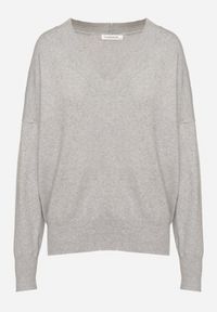 Born2be - Szary Sweter z Dekoltem w V z Domieszką Kaszmiru Mariara. Okazja: na co dzień. Typ kołnierza: dekolt w kształcie V. Kolor: szary. Materiał: kaszmir. Wzór: bez wzorów. Styl: casual #6
