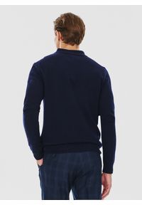 Pako Lorente - PAKO LORENTE – Męski granatowy sweter z kołnierzykiem polo. Typ kołnierza: polo. Kolor: czarny, niebieski. Materiał: wełna. Sezon: jesień, zima #8