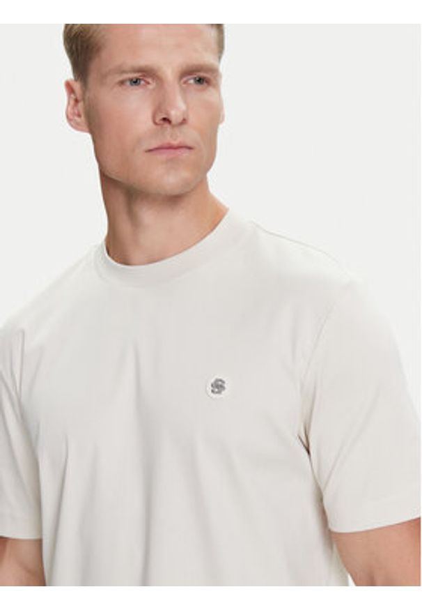 BOSS T-Shirt C-Taut 01 50520298 Beżowy Regular Fit. Kolor: beżowy. Materiał: bawełna