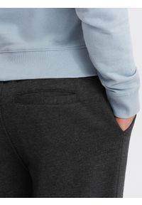 Ombre Clothing - Spodnie męskie dresowe z przeszyciem i zamkiem na nogawce - grafitowy melanż V2. Kolor: szary. Materiał: dresówka. Wzór: melanż #7