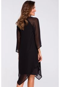 Stylove - Sukienka wieczorowa oversize szyfonowa asymetryczna czarna. Okazja: na randkę. Kolor: czarny. Materiał: szyfon. Typ sukienki: oversize, asymetryczne. Styl: wizytowy #2