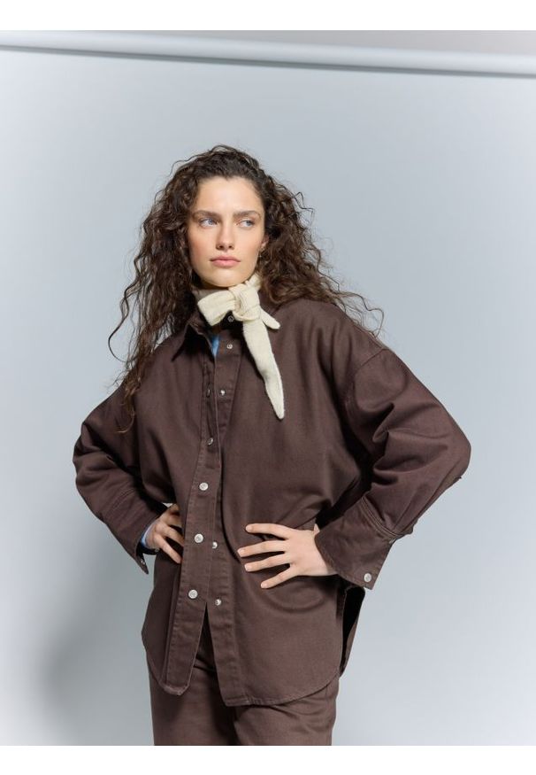 Reserved - Jeansowa koszula - dark grey jeans. Materiał: jeans