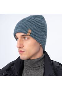 Wittchen - Męska czapka zimowa klasyczna ciemnoniebieska. Kolor: niebieski. Materiał: wełna. Wzór: aplikacja. Sezon: zima. Styl: klasyczny #3