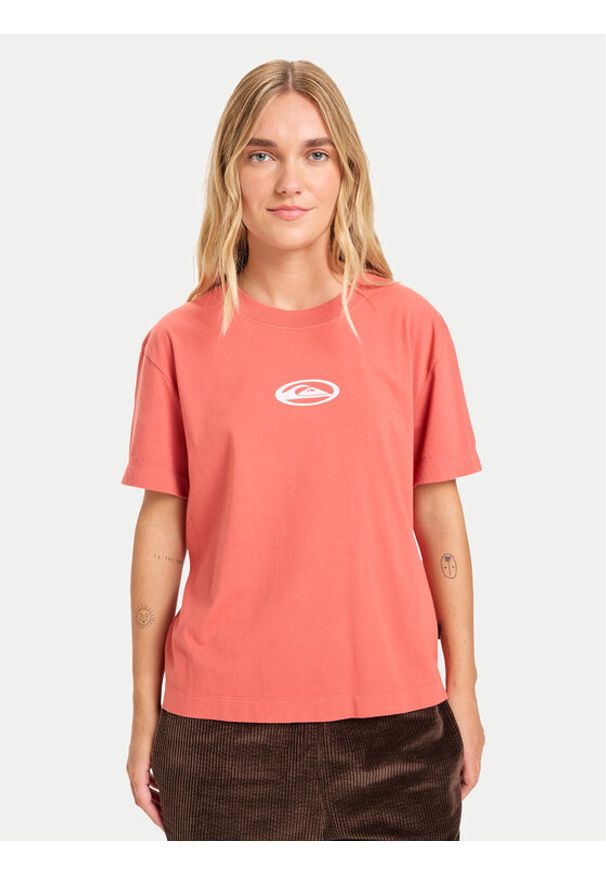 Quiksilver T-Shirt Standard EQWZT03197 Bordowy Regular Fit. Kolor: czerwony. Materiał: bawełna