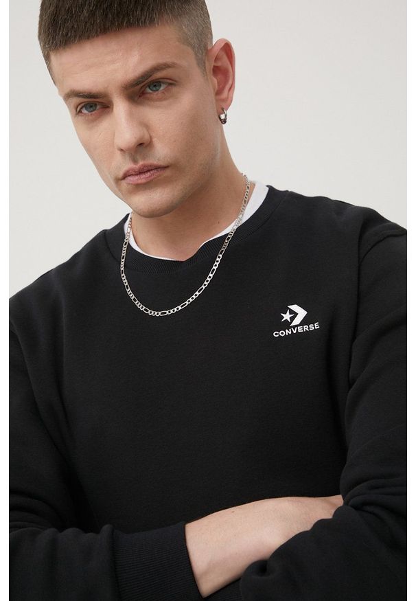 Converse bluza męska kolor czarny gładka. Okazja: na co dzień. Kolor: czarny. Wzór: gładki. Styl: casual