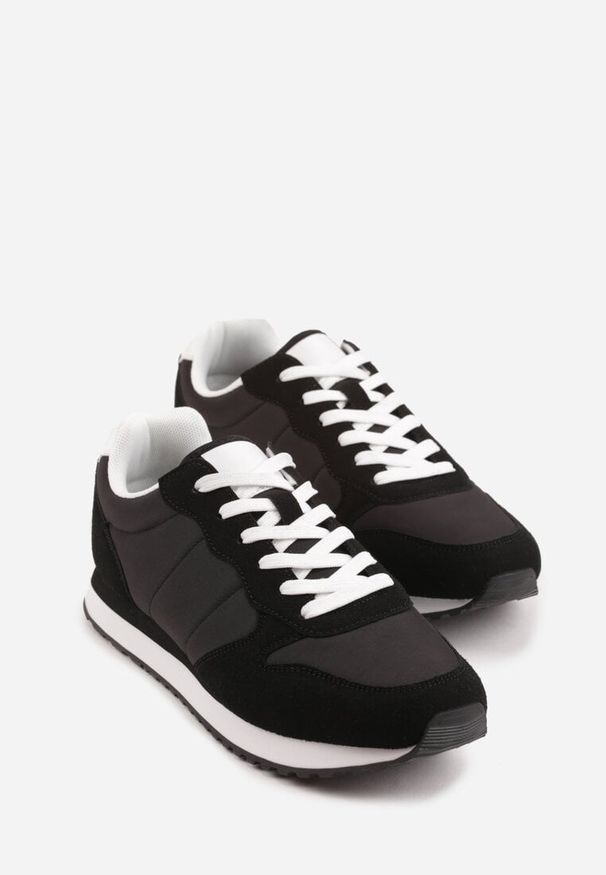 Born2be - Czarne Buty Sportowe Sneakersy z Pikowanymi Przeszyciami Nelis. Okazja: na spacer, na co dzień. Kolor: czarny. Materiał: jeans, dresówka. Szerokość cholewki: normalna. Sport: fitness, turystyka piesza