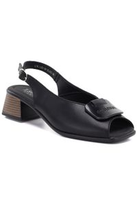 Skórzane sandały damskie na klocku czarne T.Sokolski L26-36. Kolor: czarny. Materiał: skóra #1