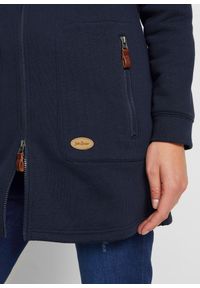 bonprix - Długa bluza rozpinana z kapturem. Typ kołnierza: kaptur. Kolor: niebieski. Długość: długie #3