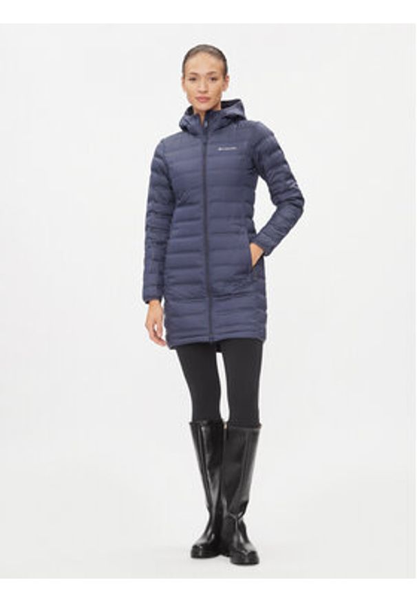 columbia - Columbia Kurtka puchowa Down Long Jacket 1859672 Granatowy Regular Fit. Kolor: niebieski. Materiał: bawełna