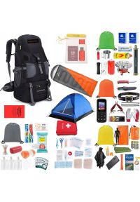 vidaXL - Plecak Ewakuacyjny + Wyposażenie ReadyPack X2 Zestaw Namiot Śpiwór Jedzenie/ ReadyPack X2 Czarny. Kolor: czarny #1