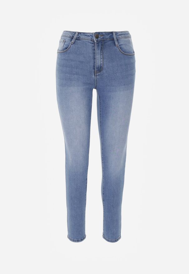 Born2be - Niebieskie Dopasowane Jeansy z Bawełną z Efektem Push-Up Eriflare. Okazja: na spacer, na co dzień. Kolor: niebieski. Styl: casual, klasyczny