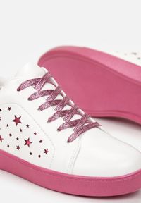 Renee - Biało-Różowe Sneakersy Sznurowane na Grubej Podeszwie Nensa. Okazja: na co dzień. Kolor: biały #3