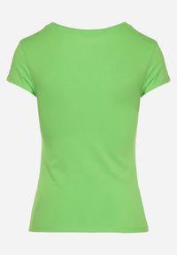 Born2be - Jasnozielony T-shirt Bawełniany Ozdobiony Cyrkoniami Heronia. Okazja: na co dzień. Kolor: zielony. Materiał: bawełna. Długość rękawa: krótki rękaw. Długość: krótkie. Wzór: aplikacja. Styl: casual, sportowy #6