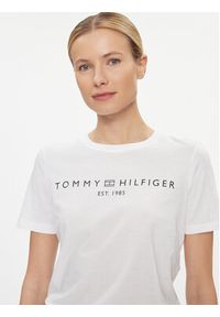 TOMMY HILFIGER - Tommy Hilfiger T-Shirt Logo WW0WW40276 Biały Regular Fit. Kolor: biały. Materiał: bawełna