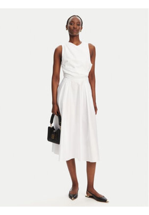 Elisabetta Franchi Sukienka koktajlowa ABT5252E2 100 Biały Regular Fit. Kolor: biały. Materiał: bawełna. Styl: wizytowy
