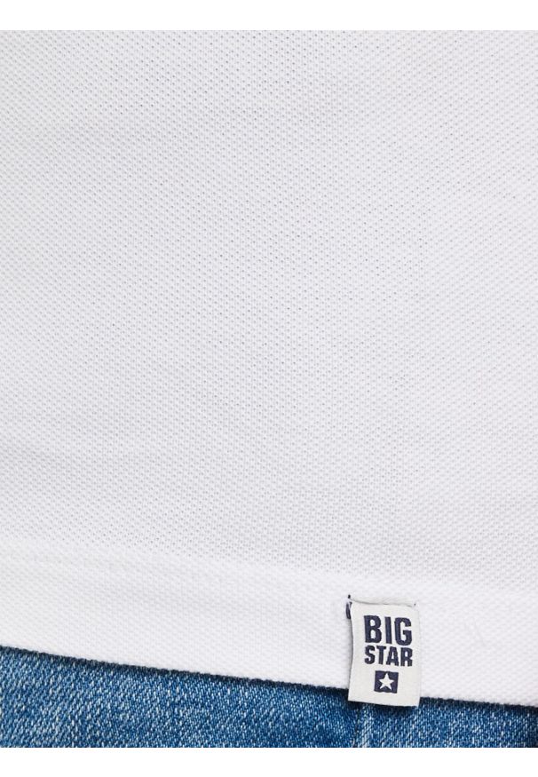 Big-Star - Koszulka męska polo biała Markolinos 101. Typ kołnierza: polo. Kolor: biały. Materiał: jeans, tkanina. Wzór: kolorowy. Styl: elegancki, klasyczny