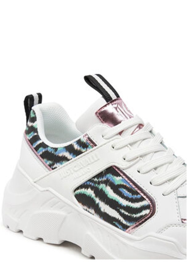 Just Cavalli Sneakersy 76RA3SL9 Biały. Kolor: biały. Materiał: skóra