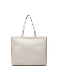 Calvin Klein Jeans Torebka Sculpted Slim Tote34 LV04K3070G Écru. Materiał: skórzane