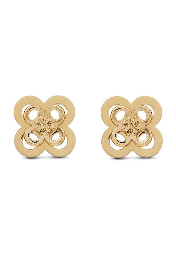 Tory Burch Kolczyki Kira Clover Stacked Stud 153719 Złoty. Materiał: metalowe. Kolor: złoty