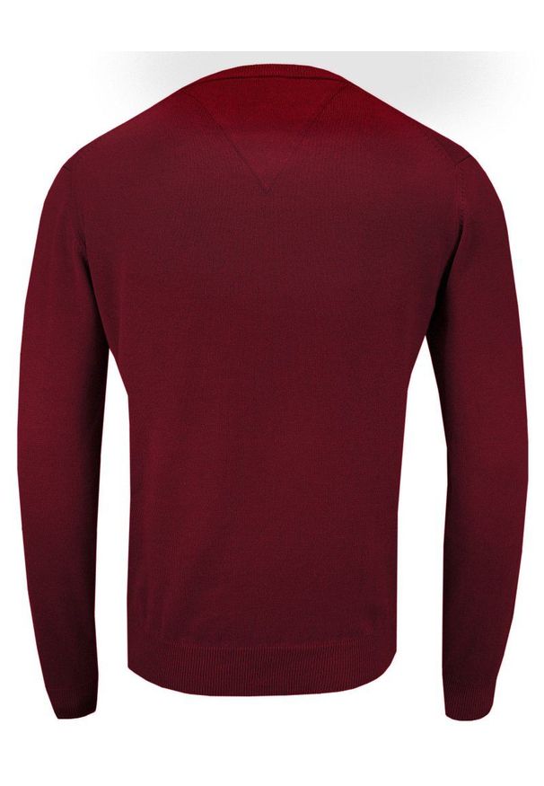 Sweter Ciemny Czerwony w Serek (V-neck), Klasyczny -Adriano Guinari- Męski. Okazja: na co dzień, na spotkanie biznesowe, do pracy. Typ kołnierza: dekolt w serek. Kolor: czerwony. Materiał: bawełna. Styl: klasyczny