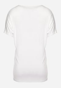Born2be - Biały T-shirt z Rękawami w typie Nietoperza Salilena. Okazja: na co dzień. Kolor: biały. Materiał: jeans. Wzór: aplikacja. Styl: casual, elegancki, wizytowy #5