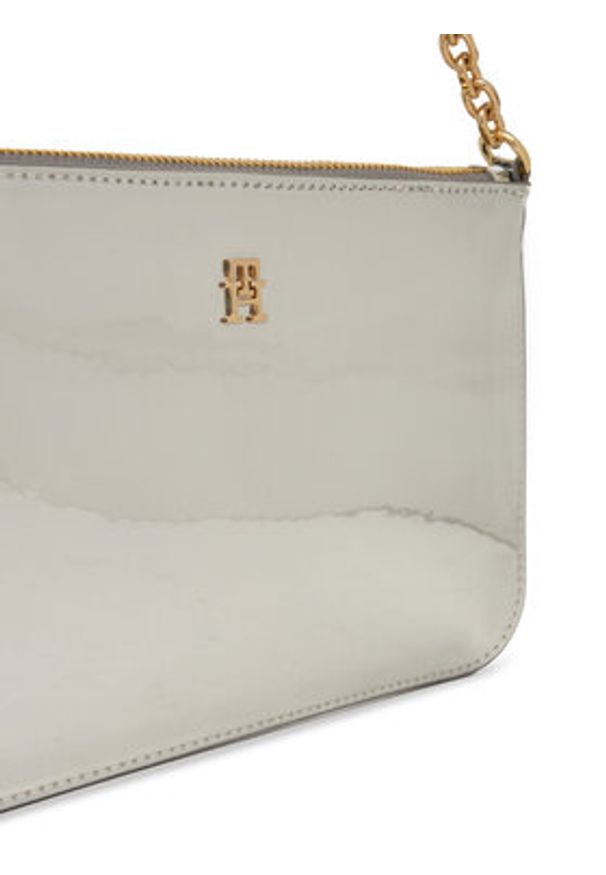 TOMMY HILFIGER - Tommy Hilfiger Torebka Th Icon Chain Shoulder Pouch Met AW0AW18219 Srebrny. Kolor: srebrny. Materiał: skórzane