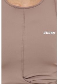 Guess top damski kolor brązowy. Kolor: brązowy. Materiał: dzianina. Styl: klasyczny #3