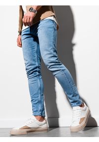 Ombre Clothing - Spodnie męskie jeansowe P1007 - jasnoniebieskie - XXL. Kolor: niebieski. Materiał: jeans. Styl: klasyczny #1