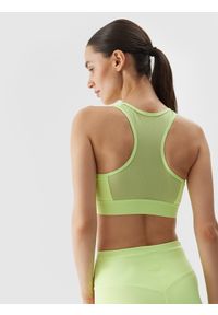 4f - 4F Biustonosz treningowy z niskim wsparciem z materiału z recyklingu damski - limonka XS. Kolor: żółty. Materiał: materiał. Rodzaj stanika: wyciągane miseczki. Wzór: jednolity, gładki, ze splotem. Sport: joga i pilates, fitness #2