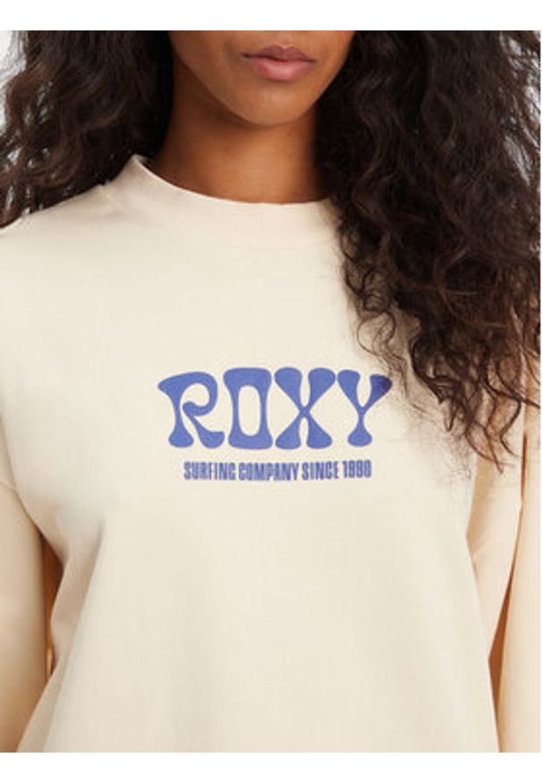 Roxy Bluza ERJFT04941 Beżowy Regular Fit. Kolor: beżowy. Materiał: bawełna