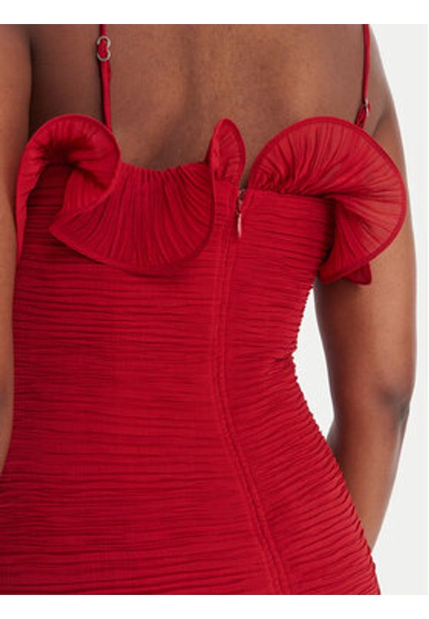 Guess Sukienka koktajlowa W6RK80 WI342 Czerwony Classic Fit. Kolor: czerwony. Materiał: syntetyk. Styl: wizytowy