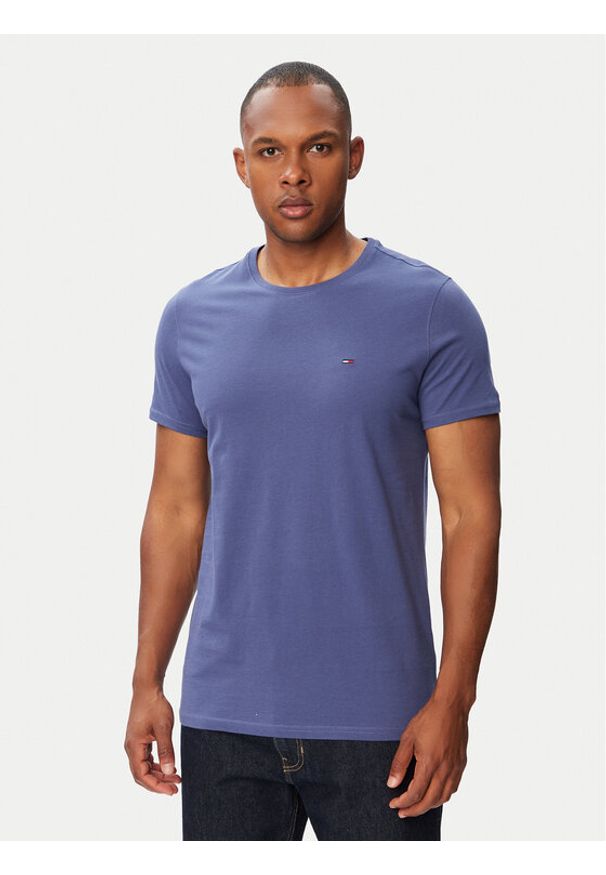 Tommy Jeans T-Shirt Jersey DM0DM04411 Niebieski Regular Fit. Kolor: niebieski. Materiał: bawełna