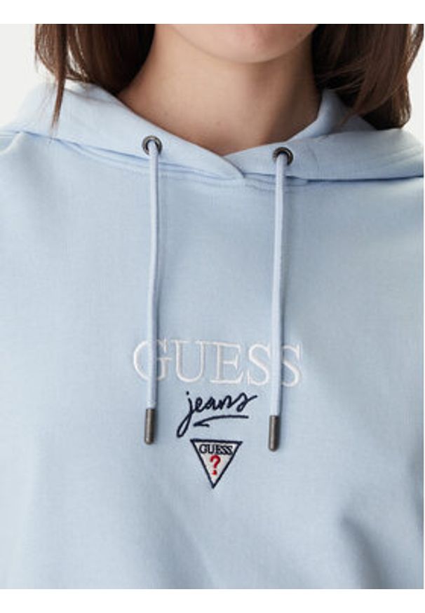 Guess Jeans Bluza W6RQ00 K68I4 Błękitny Relaxed Fit. Kolor: niebieski. Materiał: bawełna