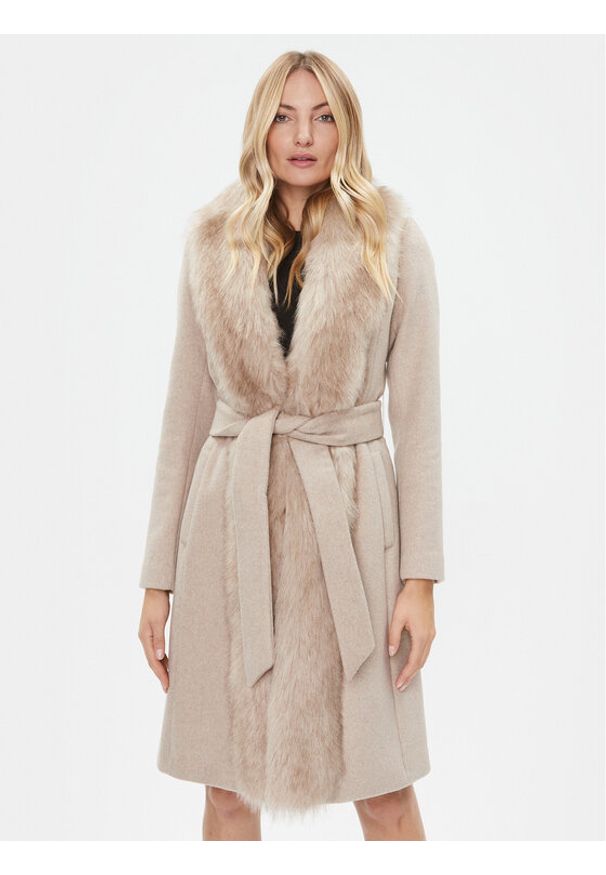 Płaszcz wełniany Marciano Guess. Kolor: brązowy. Materiał: syntetyk, wełna