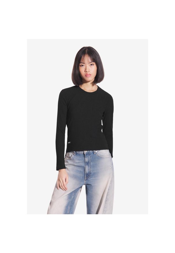 Koszulka sportowa damska Prosto Bamboo z długim rękawem. Kolor: czarny. Długość rękawa: długi rękaw. Długość: długie. Styl: sportowy