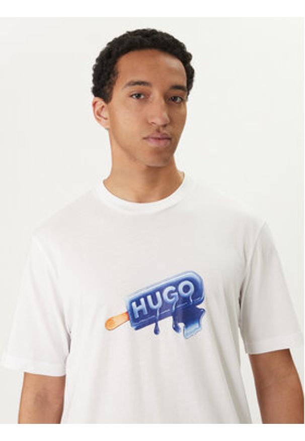 Hugo - HUGO T-Shirt 50560049 Biały Regular Fit. Kolor: biały. Materiał: bawełna